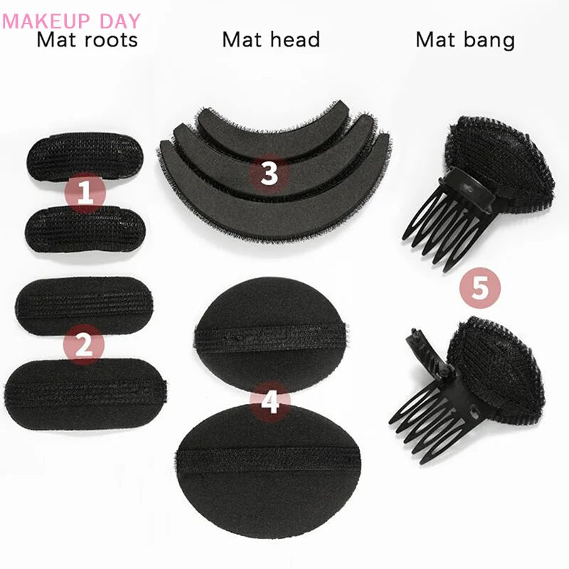 Esponja de cabelo Puff com Clip, Hair Styling Insert Tool, Base fofa, 8pcs por conjunto