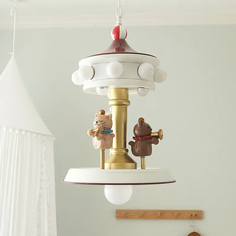 

Carousel chandelier cartoon concert creative children's lamp Nordic animal Girl Bedroom Chandelier