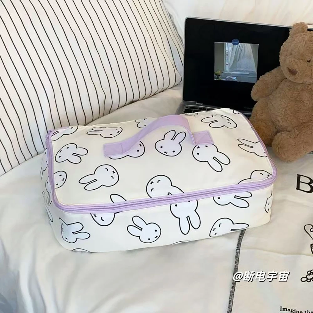 Kawaii Miffy حقيبة تخزين السفر لطيف أرنب سستة مربع حقيبة الأمتعة المنظم الملابس المحمولة الملابس الداخلية الحقيبة فتاة هدية #5