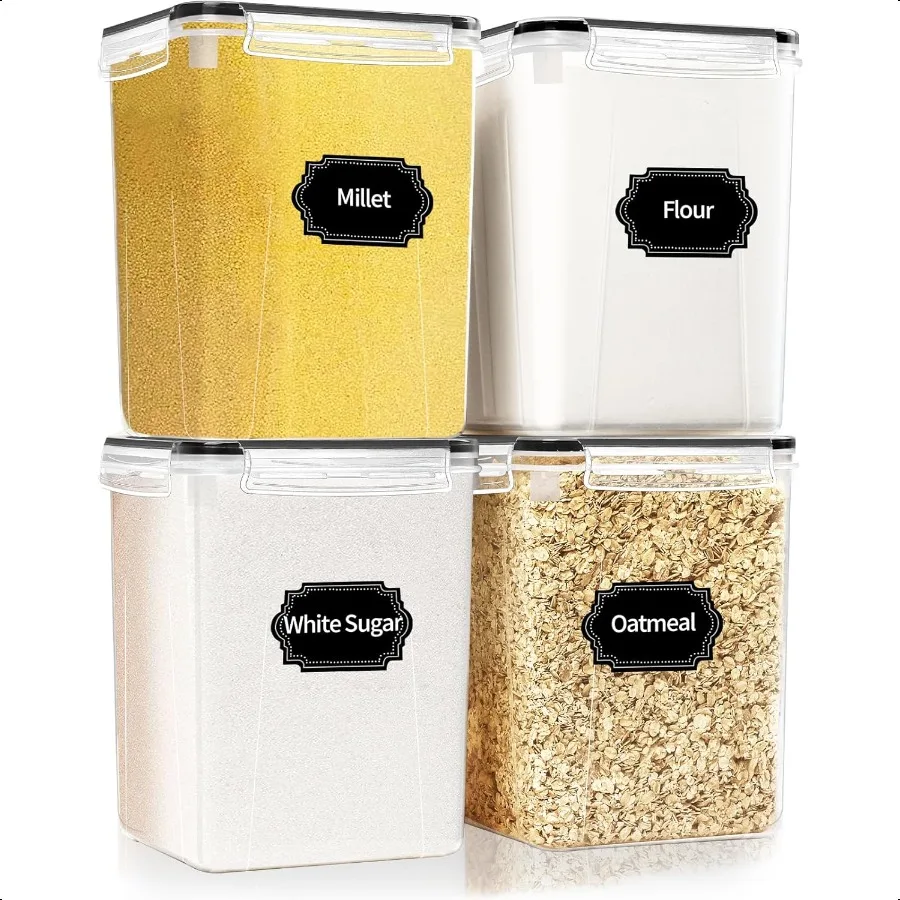 

4 Pack Large Airtight Food Storage Containers with Lids 5.2L 176oz BPA Free Plastic Kitchen and Pantry Organization Contianers