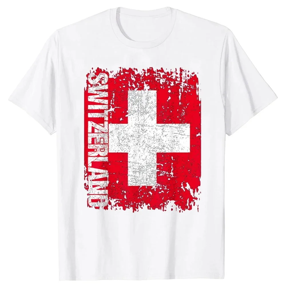 Super Swiss Proud Switzerland Flag T-Shirt  harajuku Men 100% Cotton Plus Size O-Neck Daily Casual Vintage Oversized Unisex Tees