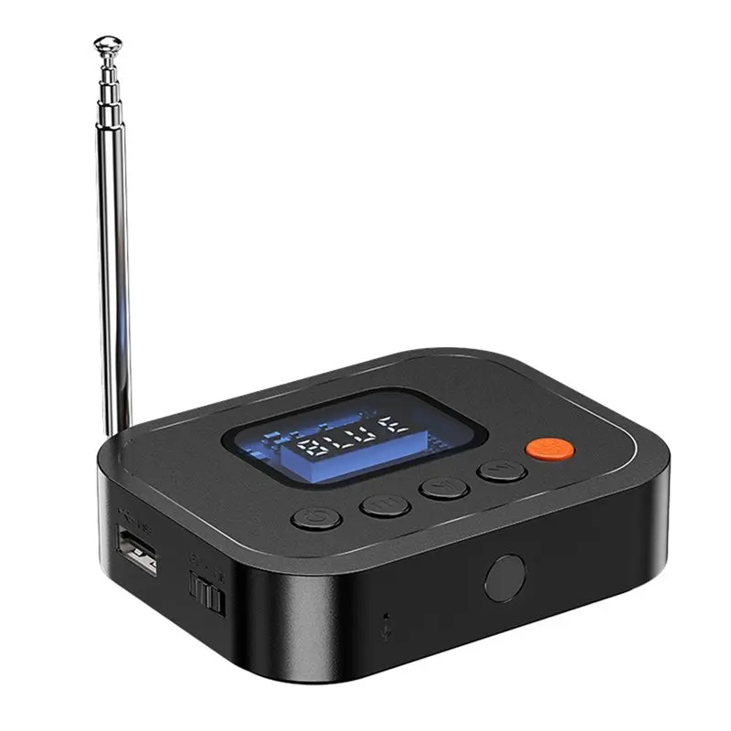 AS95-2In1 Bluetooth 6.0 Audio Receiver FM Radio 3.5Mm AUX/USB/U Disk Bluetooth Adapter With LCD Display For Speaker TV PC