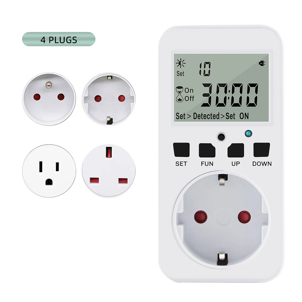 Multifunctional Digital Timer Socket  LCD Short Cycle Socket Countdown Programmable Timing Controller Outlet Switch UK US FR EU