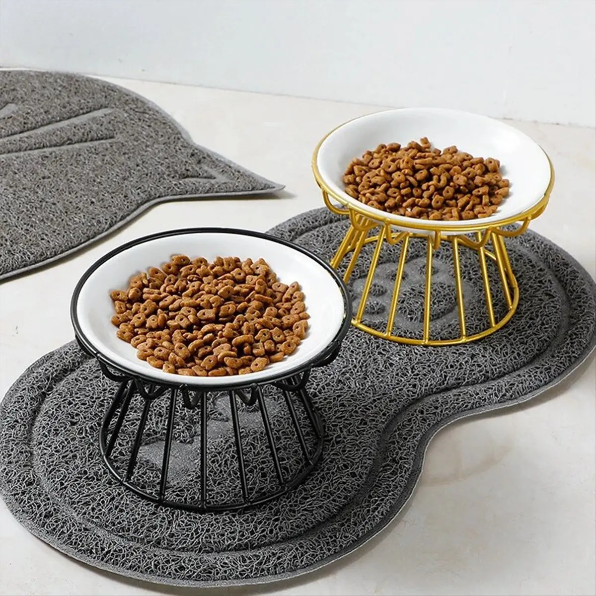 

REST Pet Bowl Stand, Nordic Cat Bowl High Stand, Bowl Stand, Anti-Cervical Spondylosis and Anti-Turnover Cat Food Bowl Gold