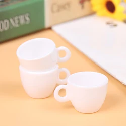 3Pcs 1/6 Dollhouse Mini White Plastic Coffee Cups Tableware Toy Miniature Kitchen Toys 3*2.5cm/1.18*0.98in