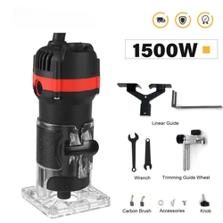 1500W Hand Wood Router Woodworking Electric Trimmer 220v for 6.35mm 30000rpm Milling Cutter Machine Power Tool