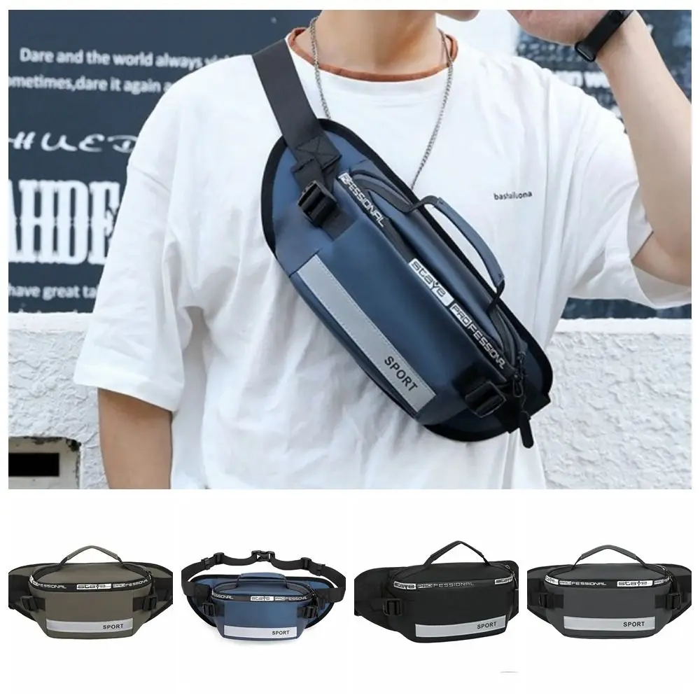 

Simple Nylon Men Chest Bag Lightweight Large Capacity Fanny Pack Wear-resistant Multi-function Sports Phone Bag Outdoor