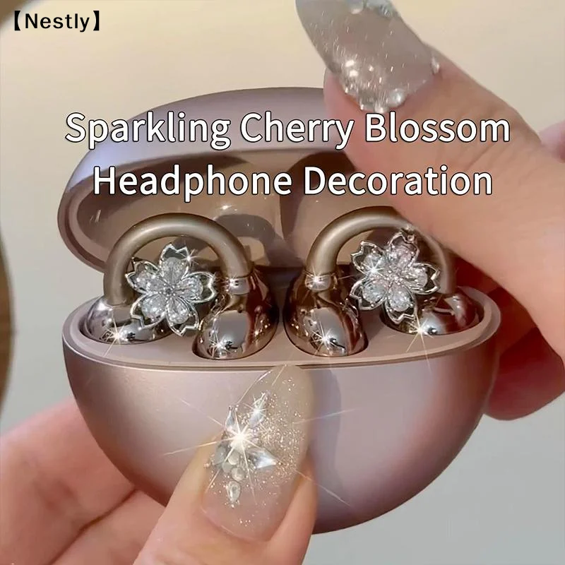 Earrings For Ear Clip Earphone Rotating Flower Blossoms Shining Decorations Beautiful Earphone Accessories〔Nest〕 view 2