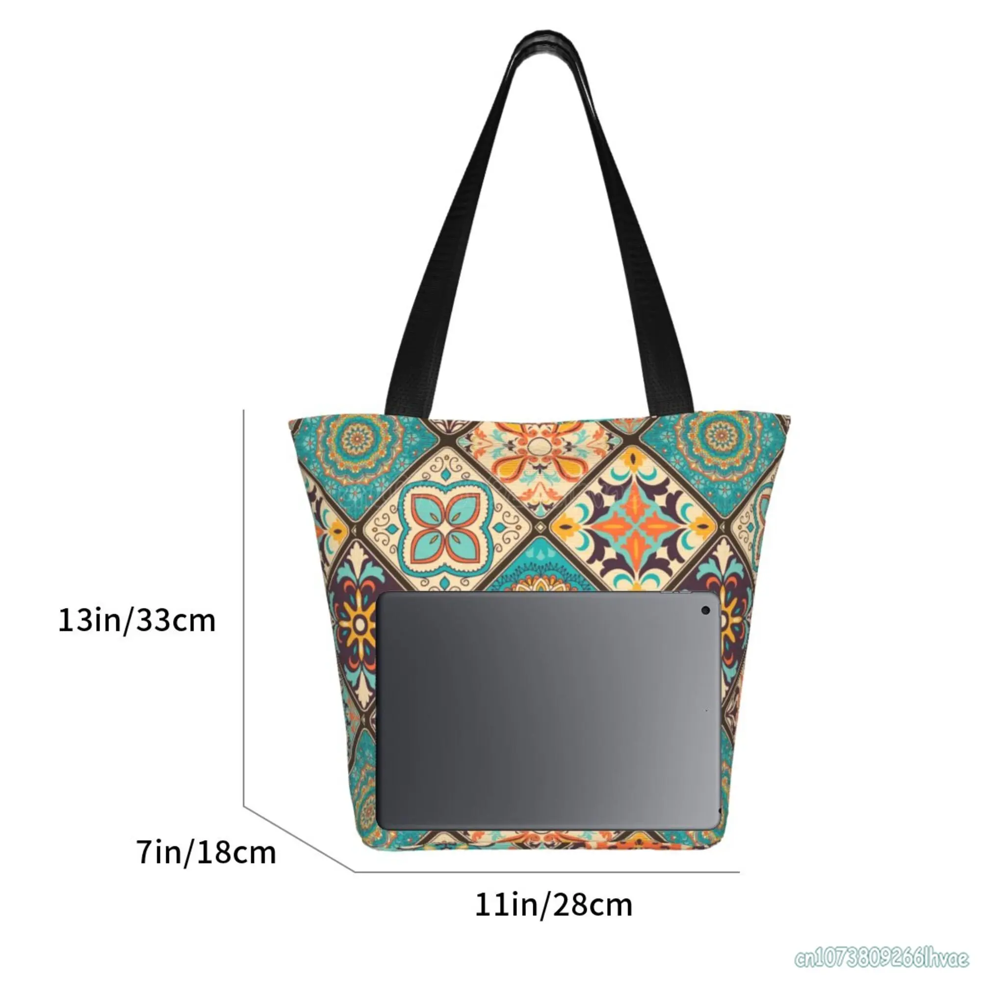 Boho แบบดั้งเดิมกระเป๋าสะพายไหล่รูปแบบ Mandala สีสันกระเป๋าผู้หญิง Tote กระเป๋า Reusable ช้อปปิ้งร้านขายของชำกระเป๋าสำหรับเดินทาง