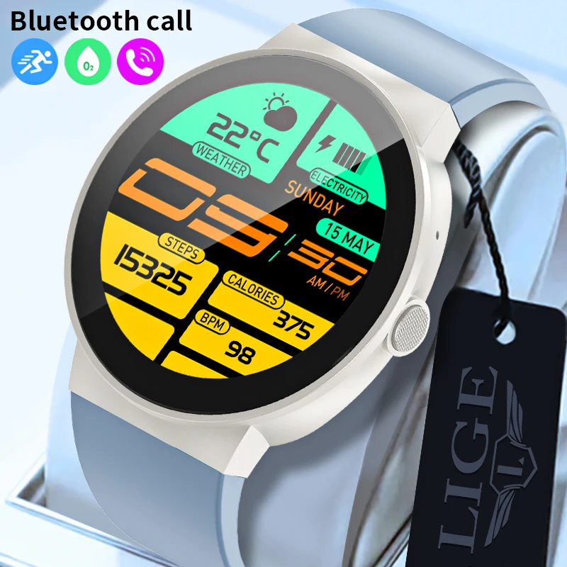 LIGE Smart Watch 2023 Bluetooth Call Fitness Tracker Sport Smartwatch for Android and iOS Wrist Watches Free Shipping,Blue