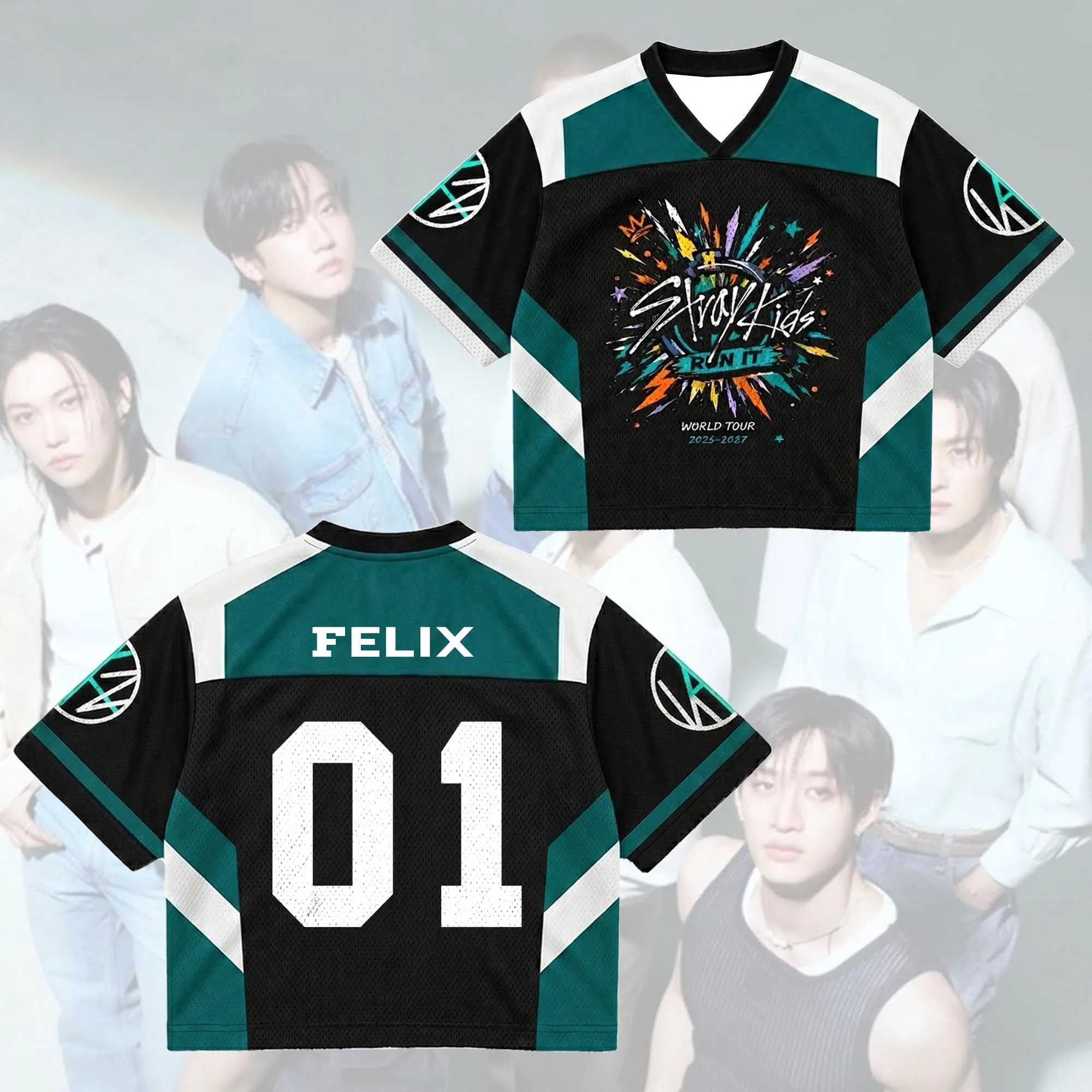 2026 Stray Kids Run It World Tour 3D-gedrucktes Jersey Herren Sommer Outdoor T-Shirt Atmungsaktiv Schnelltrocknend Streetwear Kleidung – Detail 7