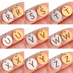 5Pcs/Lot Round English Initial Letter Pendants Stainless Steel 26 Alphabet A-Z Charms for DIY Bracelets Necklace Jewelry Making