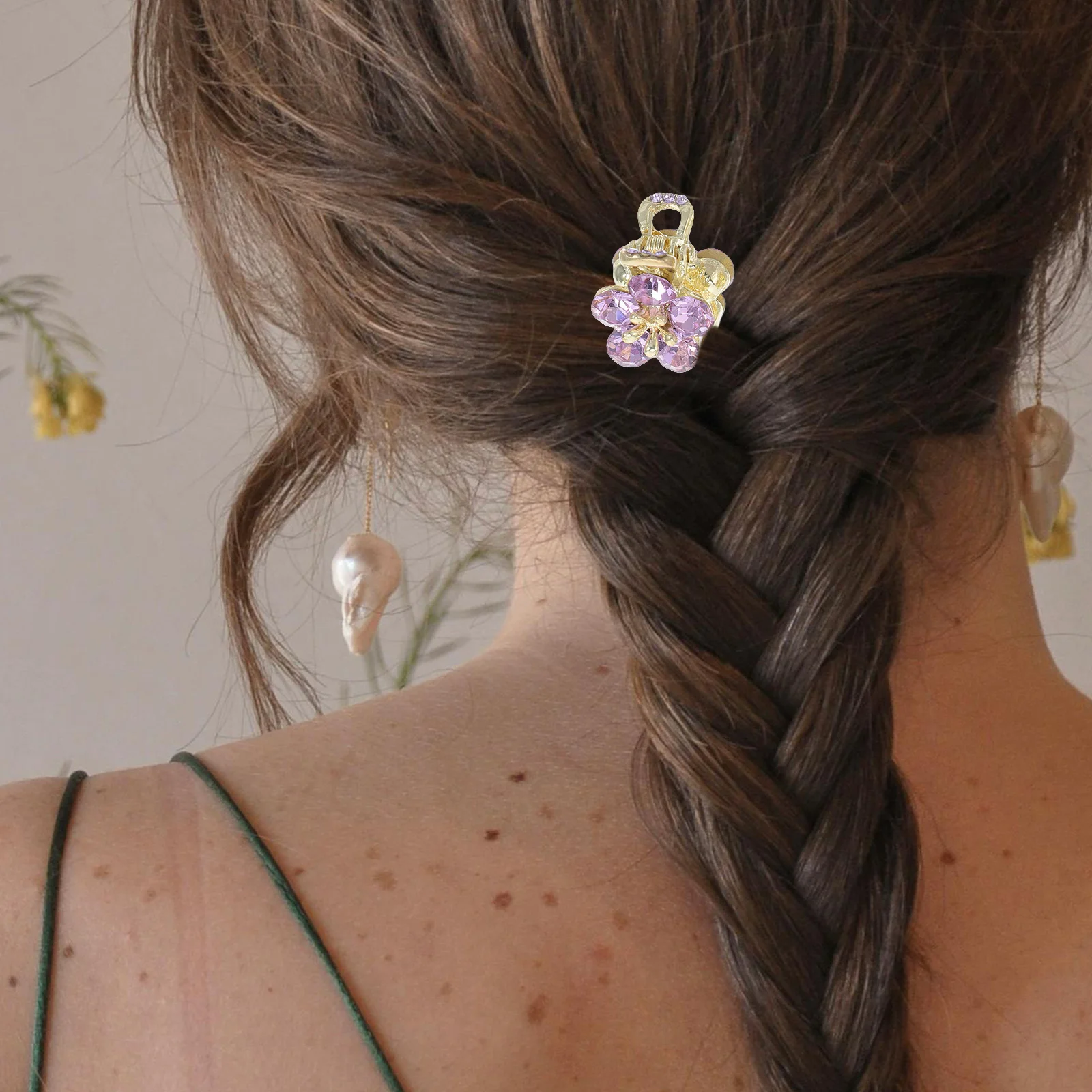 

4Pcs Mini Flower Rhinestone Hair Claw Clips Non Slip Decorative Hair Jewelry for Women Wedding Bridesmaid Bridal Accessories