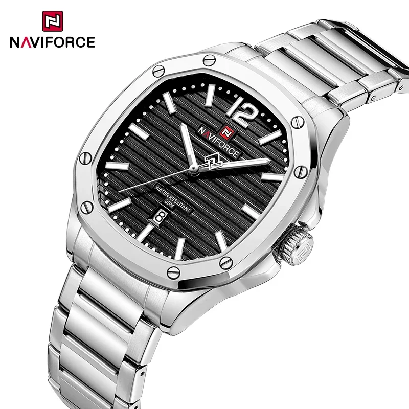 NAVIFORCE Luxury Mens Watches Fashion Sport Wristwatch Male Quartz Waterproof Steel strap Business Clock Men Relogio Masculino