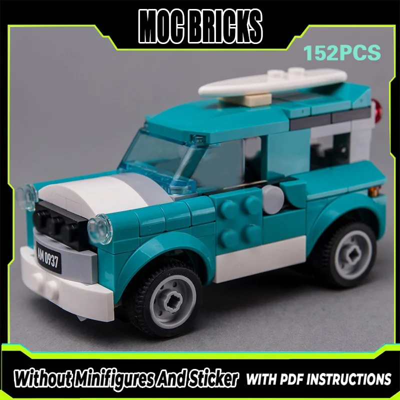 

City Car Model MOC Building Bricks Blue Sport Utility Vehicle Modular Technology Gifts Holiday Assemble Children Toys Suit