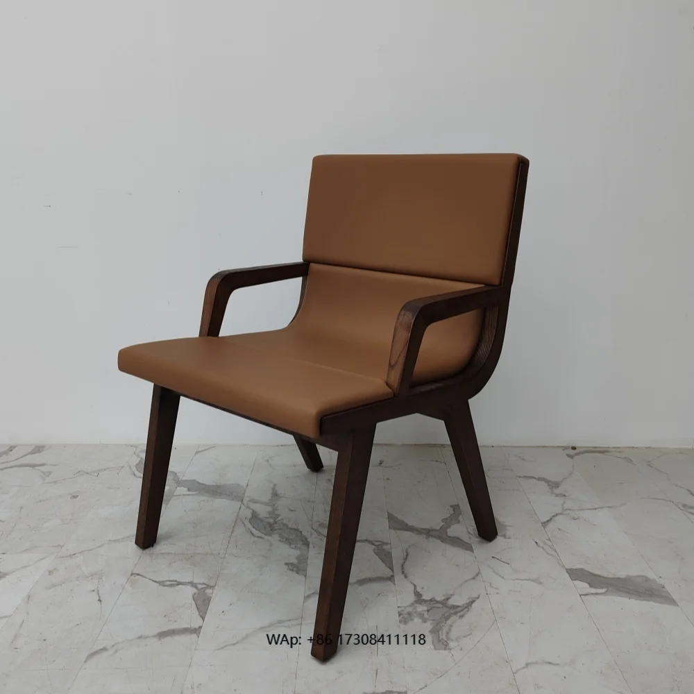 Elegant Modern Design Solid Wood Frame Leather Upholstery Dining Chair for Apartment & Villa Dining