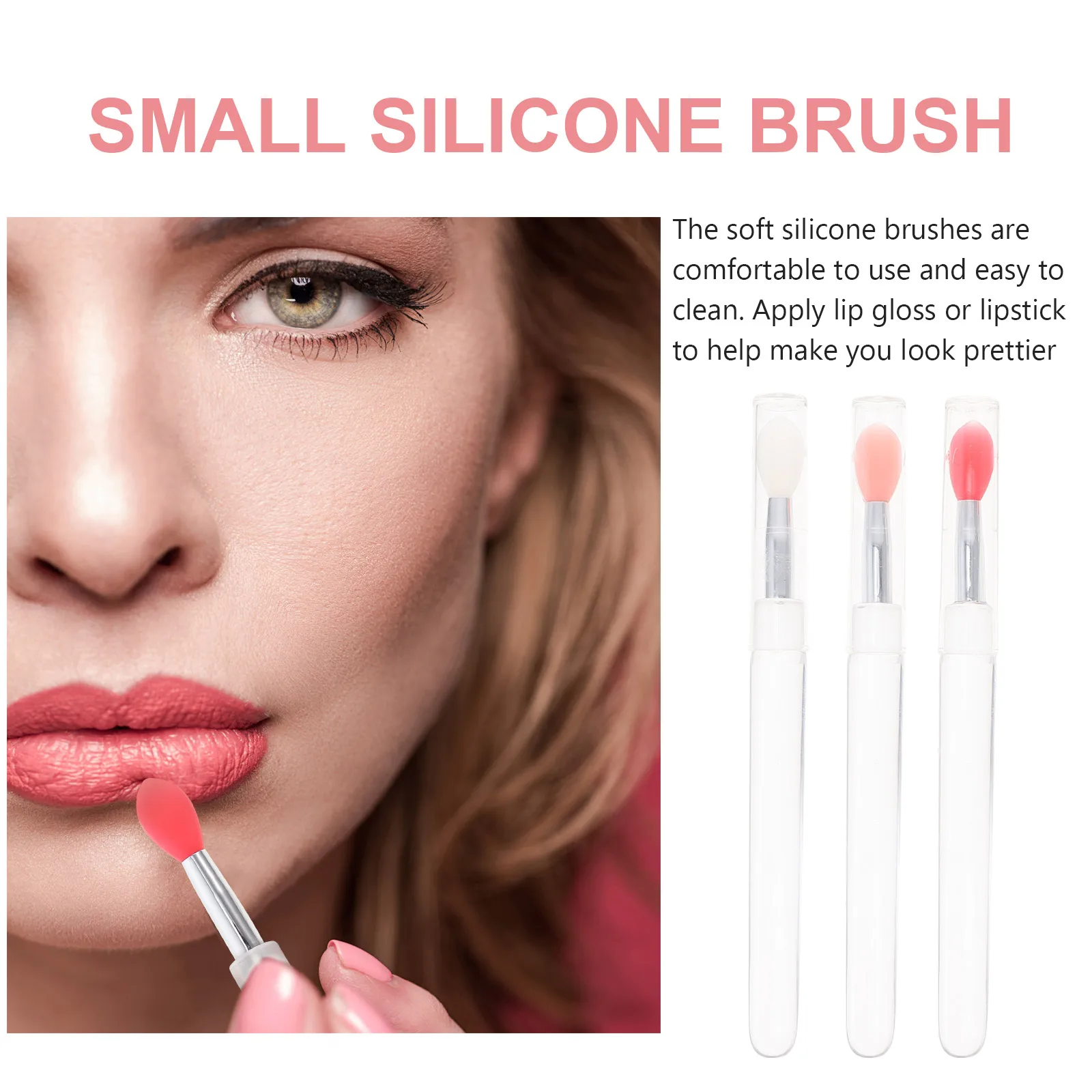 

6pcs Silicone Lip Brush with Lid Portable Gloss Applicator Wand for Lipstick Mask Travel Makeup Tool Brushes