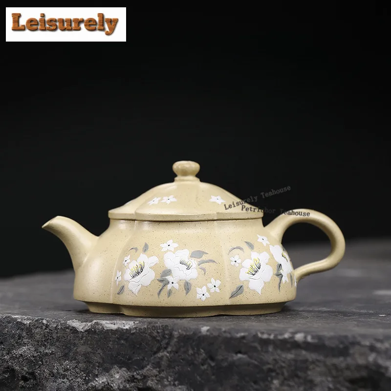 

120ml Ancient Yixing Purple Clay Teapots Handmade Rib Pot Raw Ore Motoyama Green Mud Kettle With Infuser Chinese Zisha Tea Set