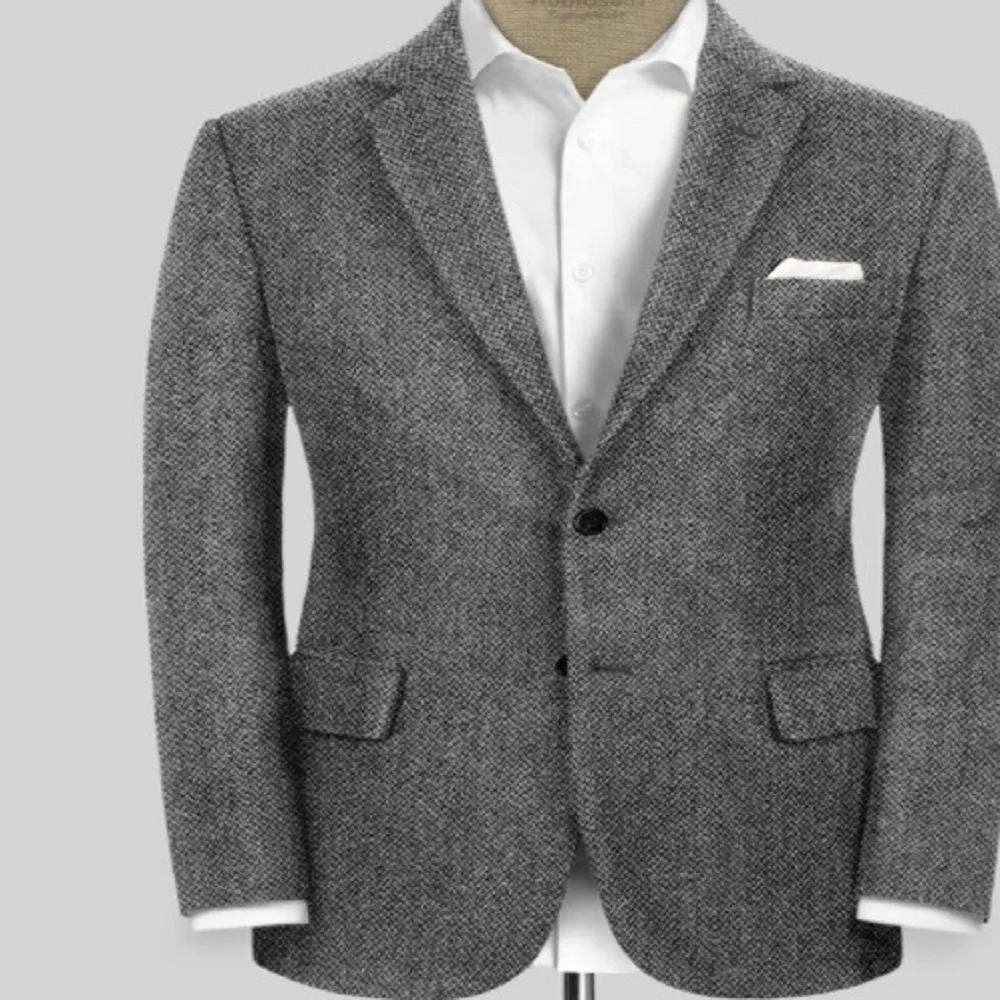 

Single-breasted Men's Blazer Tweed New in Suits & Blazers Man High Quality Luxury with a creatively designed silhouette