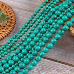 Natural Stones Round Shape Loose Mineral Green Turquoises Rondelle Beads for Jewelry DIY Making Bracelet Earrings Accessories