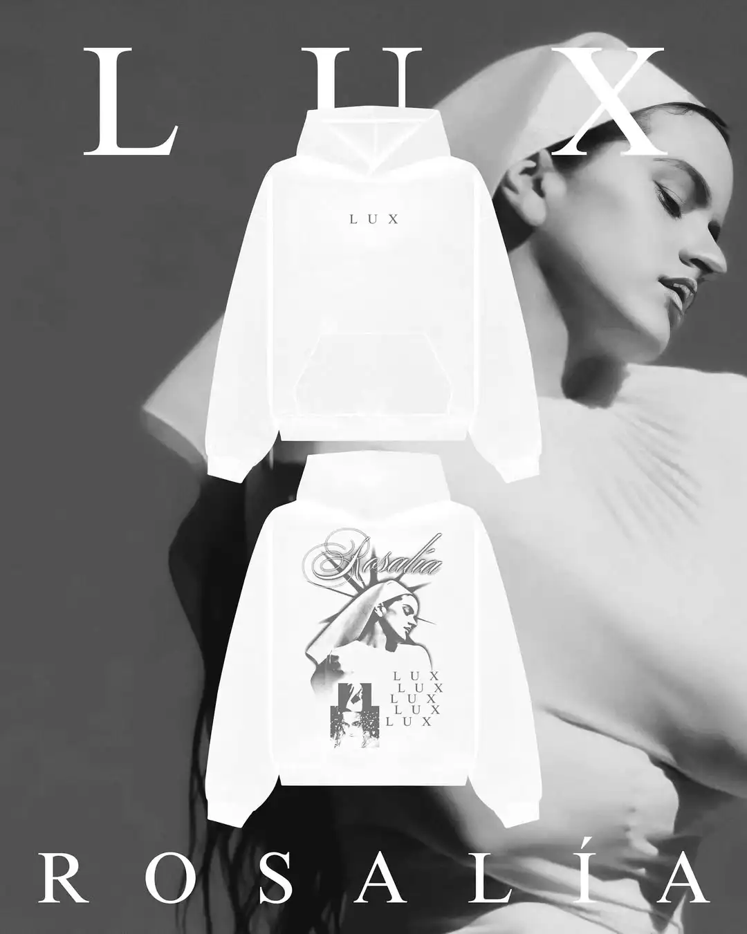 Spaanse Zanger Rapper ROSALIA LUX Hoody Vrouwen Mannen Oversized Y2k Herfst Winter Dikke Fleece gevoerde Warme Sweatshirt Vrouwelijke kleding