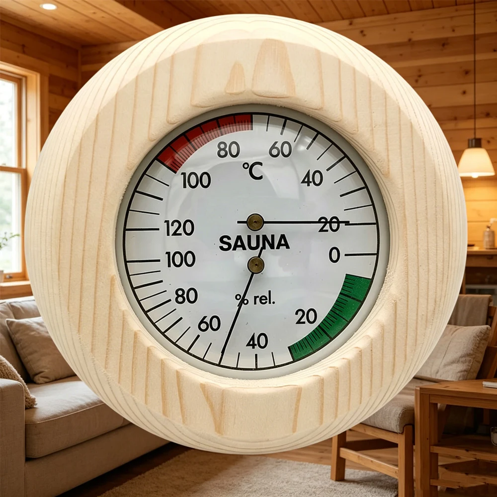 Solid Original Wood Hemlock Sauna Hygrothermograph Durable Thermometer Hygrometer Humidity Temperature Measure Gauge For Indoor