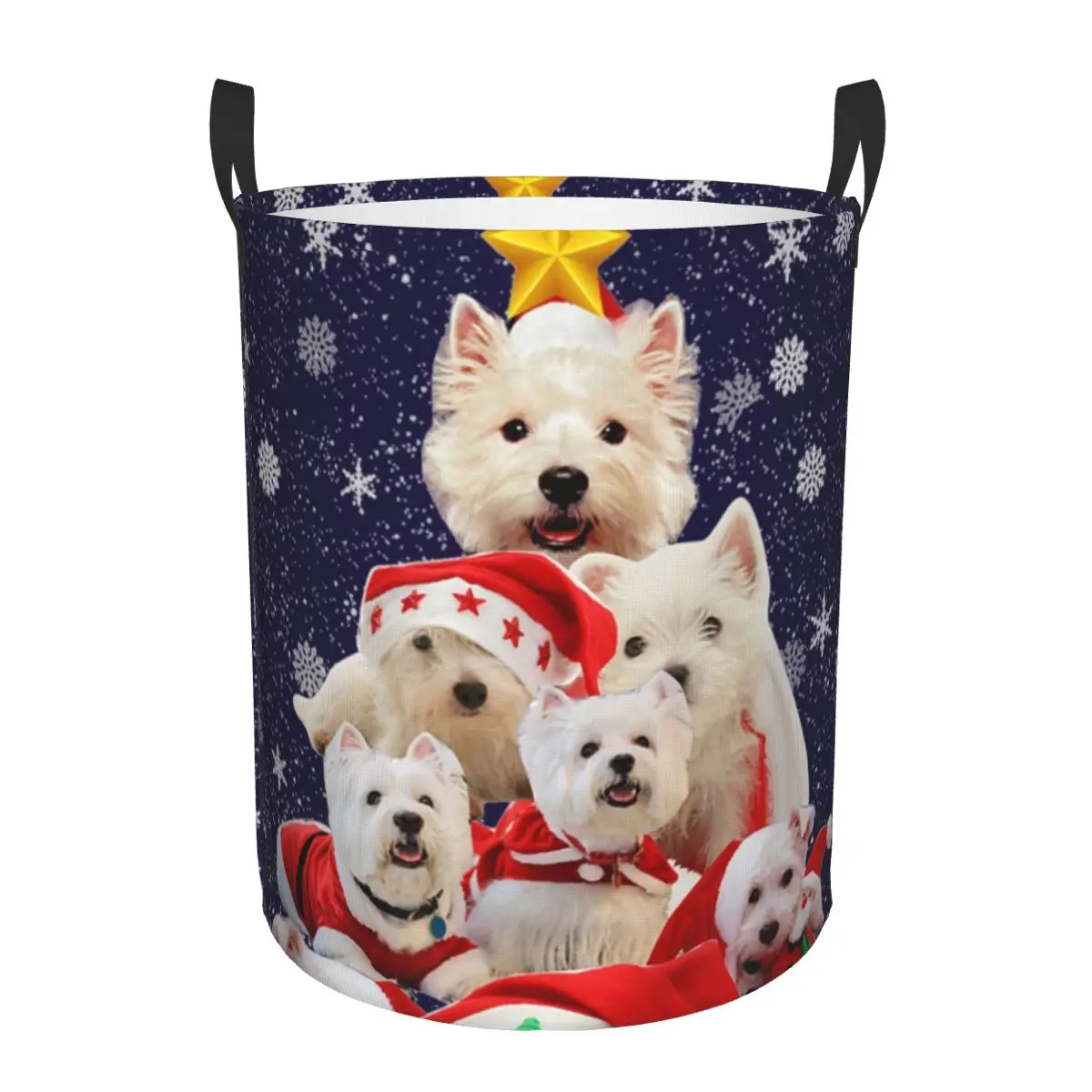 Westie Christmas Tree Dog Pajamas Laundry Hamper Large Storage Basket Highland Terrier Kids Nursery Toy Organizer