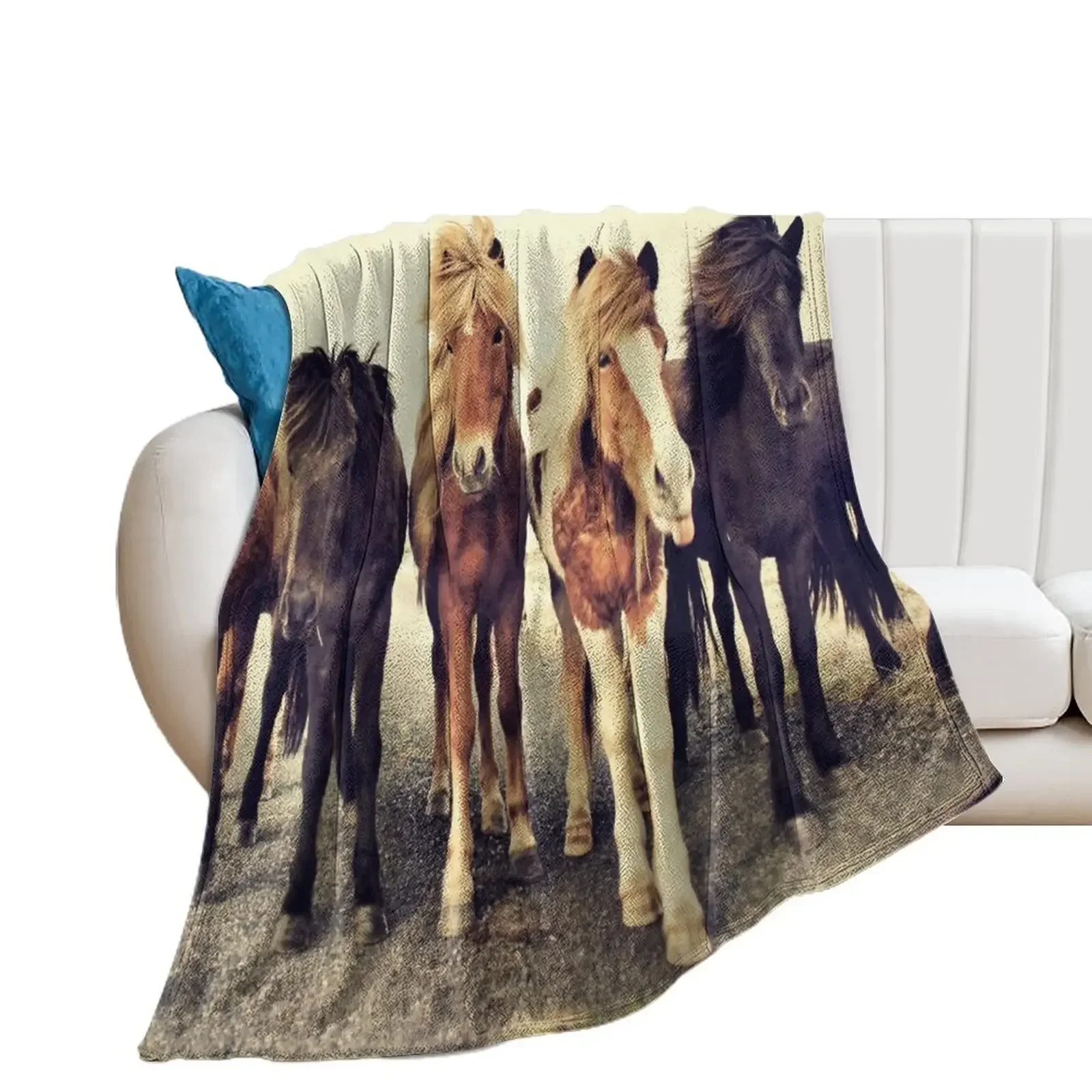 Horses Throw Blanket Sleeping Bag Comforter Bed Fashionable Decorative Sofa Blankets