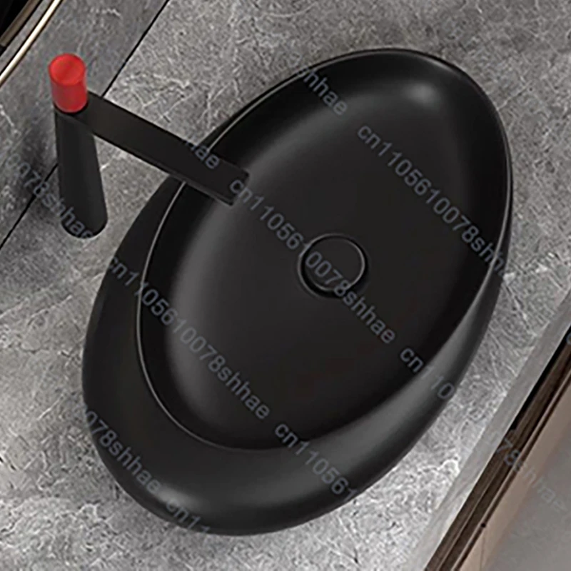 

Modern Luxury Oval Artistic Ceramic Vessel Sink with Drain Bathroom Countertop Art Wash Basin Bowl with Drain for Vanity Home