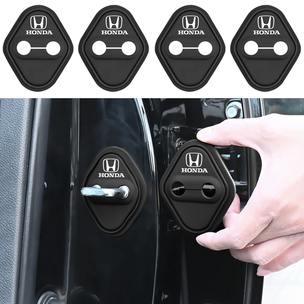 2/4pcs Silicone Car Door Lock Buckle Protective Cover Buffering Shock Absorber Pad For Honda Mugen Accord Civic Vezel CRV Jazz