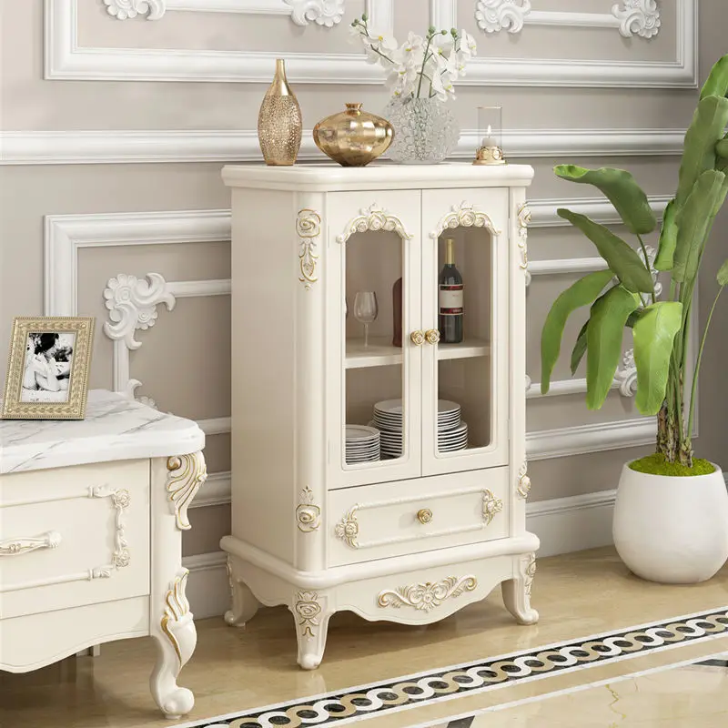

European-style wine cabinet Solid wood dining side Living room porch Storage storage Modern simple