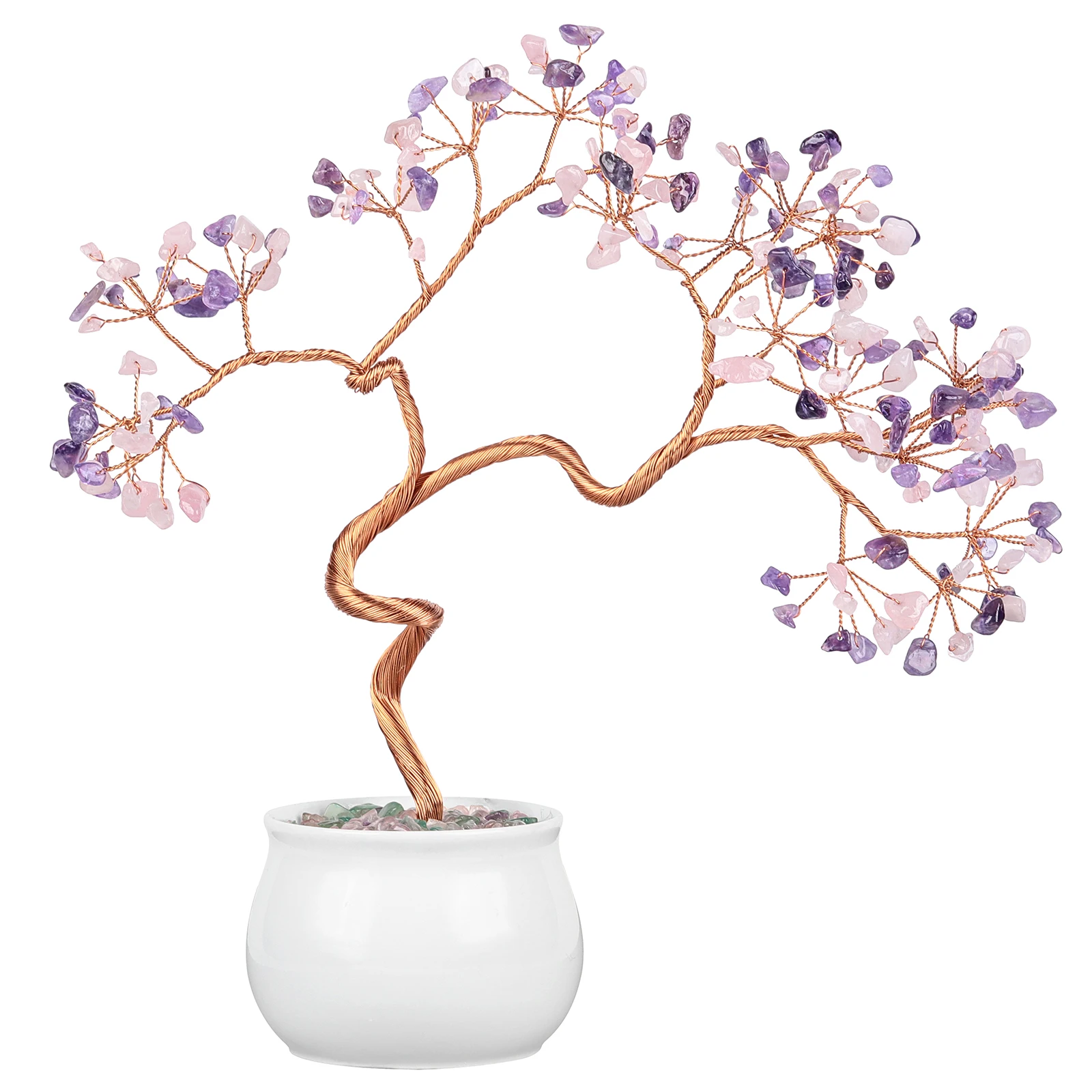 

8-9.5 Inches Natural Crystal Money Tree With Ceramic Vase Bonsai Tree Feng Shui Home Decoration For Luck And Wealth