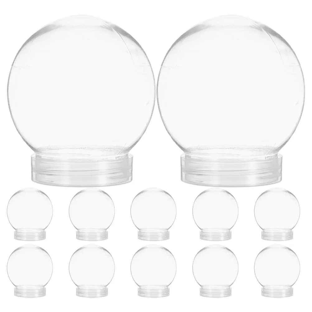 

12Pcs DIY Snow Globe Ornaments Clear Plastic Globe Capsules with Screw Lid for Christmas Decor Craft Kits 270Ml Festive Water