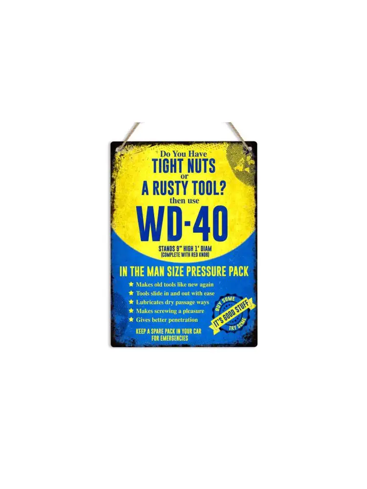 WD-40 Retro metalen blikken bord Plaque Man Cave Shed Garage Tight Nuts Rusty Workshop-Aluminium - afbeelding 2
