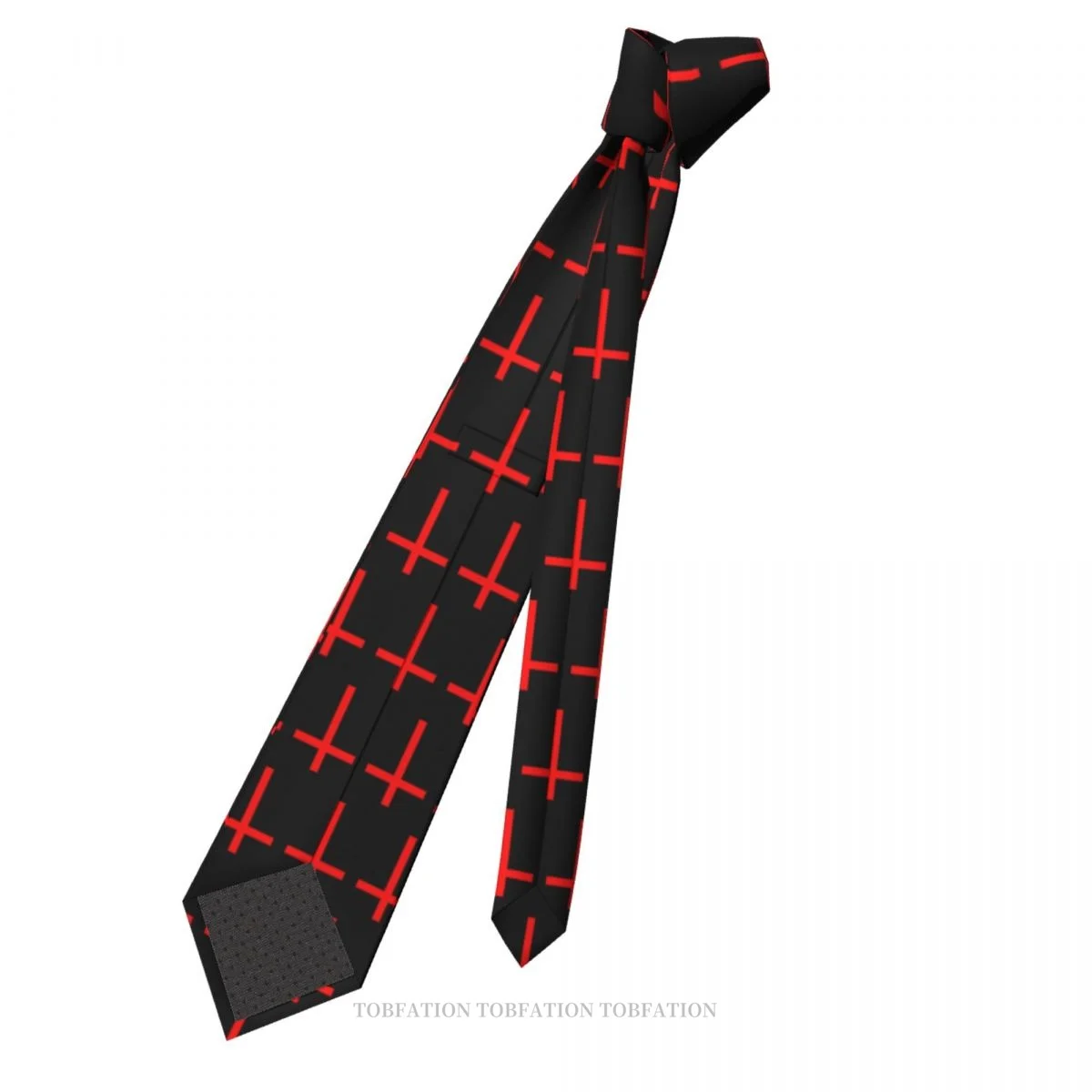 Inverted Crucifix Graphic Red Jesus God Cross Classic Men\'s Printed Polyester 8cm Width Necktie Cosplay Party Accessory