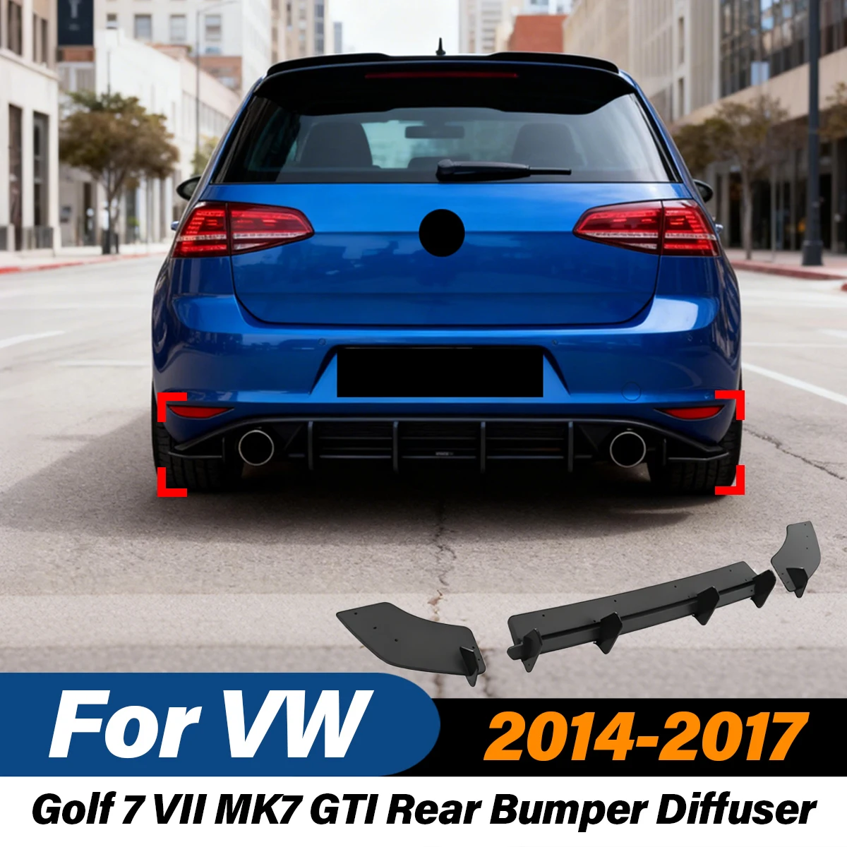 

Для VW Golf 7 VII MK7 GTI 2014 2015 2016 2017, автомобильный задний бампер, диффузор, спортивный ветровой сплиттер, спойлер, комплект модификации кузова