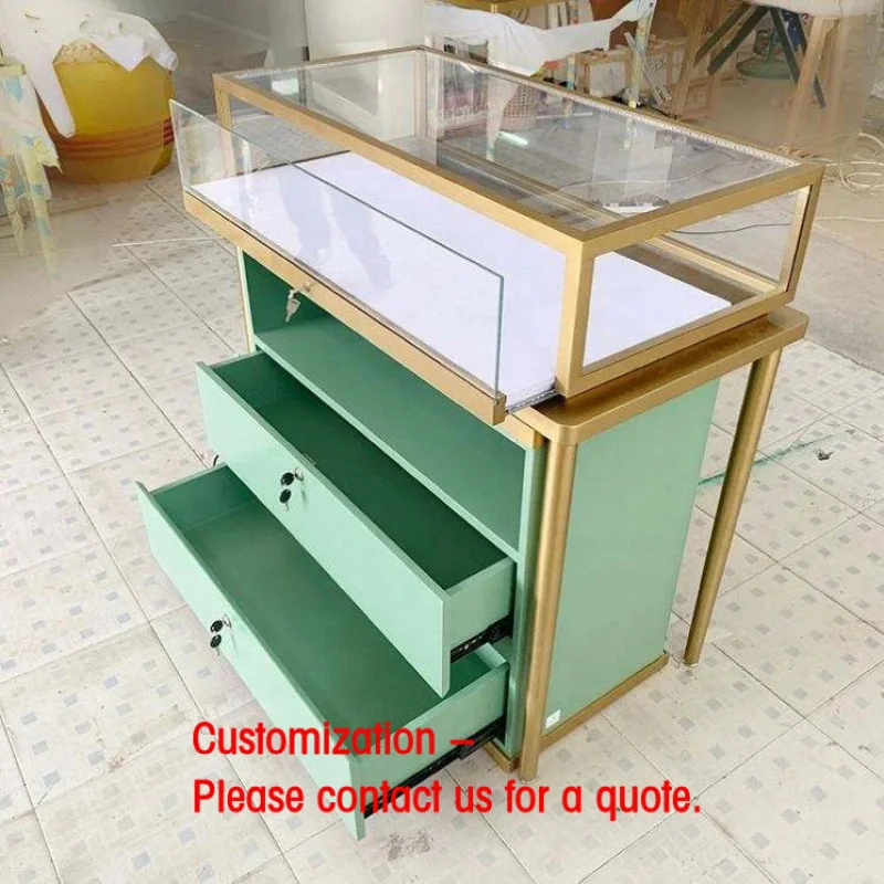 

custom.Custom Factory Direct Sale Stainless Steel Tempered Glass LED Light Eco-Friendly Luxury Jewelry Display Heavy Showca