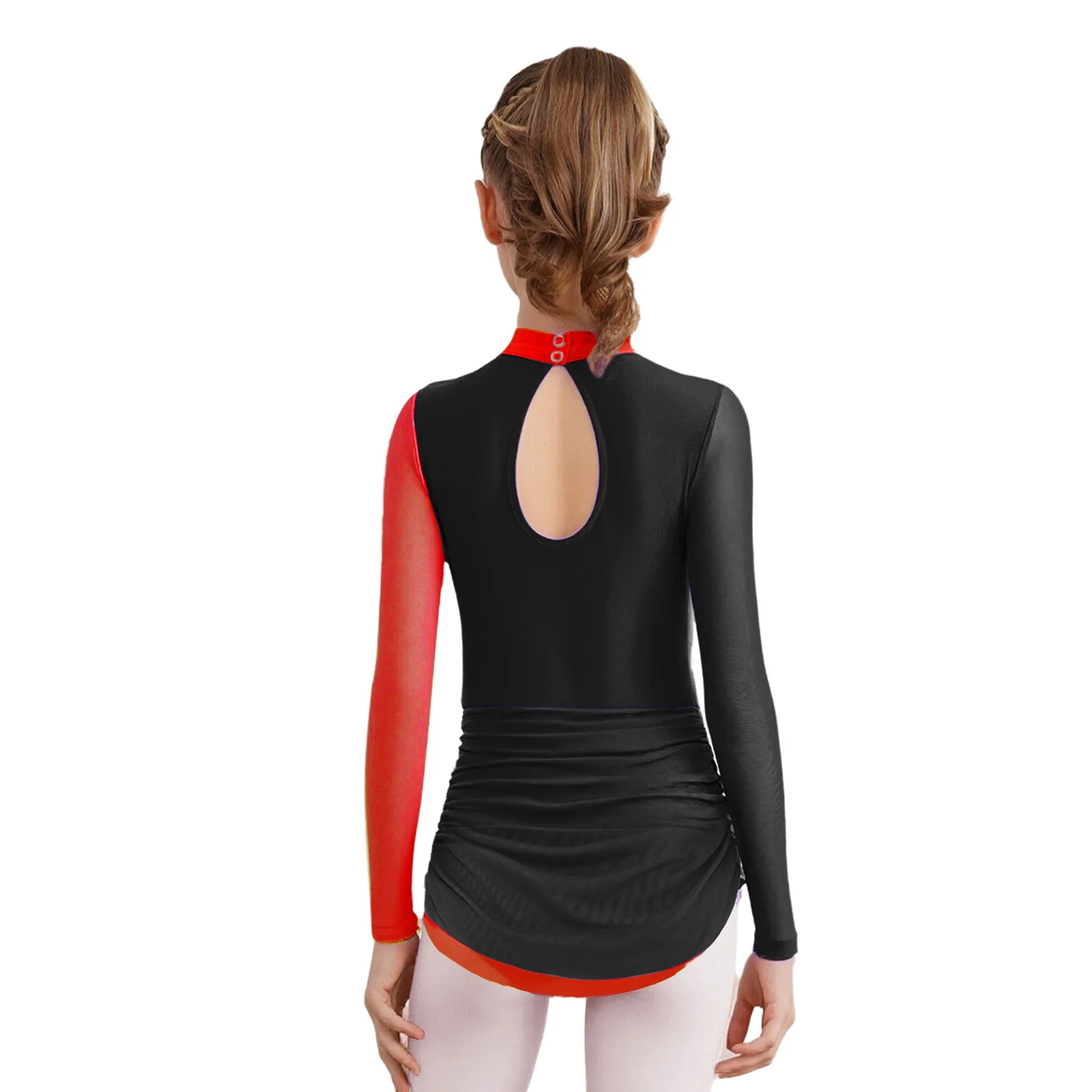 Child Girls Figure Skating Lyrical Dance Dress Applique Rhinestones Ballet Gymnastics Dance Leotard for Prom Party Performance