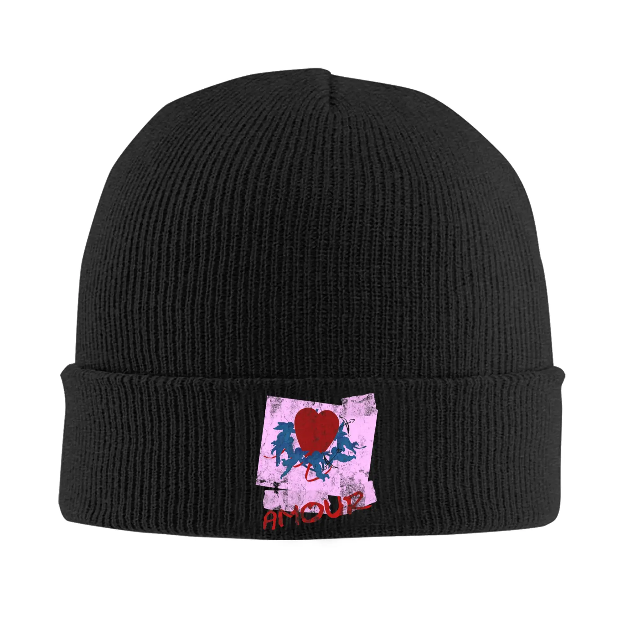 Amour Cherub Vintage Retro Beat It 1980s Love Dance Beanie Hats  Bonnet Hats Men Women Street Y2K Outdoor Knit Hat