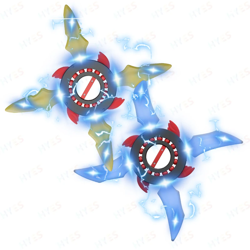 HYES Leuchtendes Schwert mit vier Klingen, leuchtendes Shuriken-Spin-Lichtschwert mit mehrfarbig wechselnder LED-Cosplay-Leuchtspielzeugschwerter