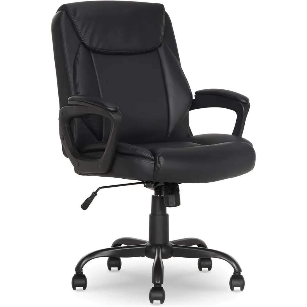 Ergonomic Padded Office Chair with Armrests, Easy Assembly, Metal Base, Wheels, Supports Up to 275lbs, Dimensions 26D x 23.75W x
