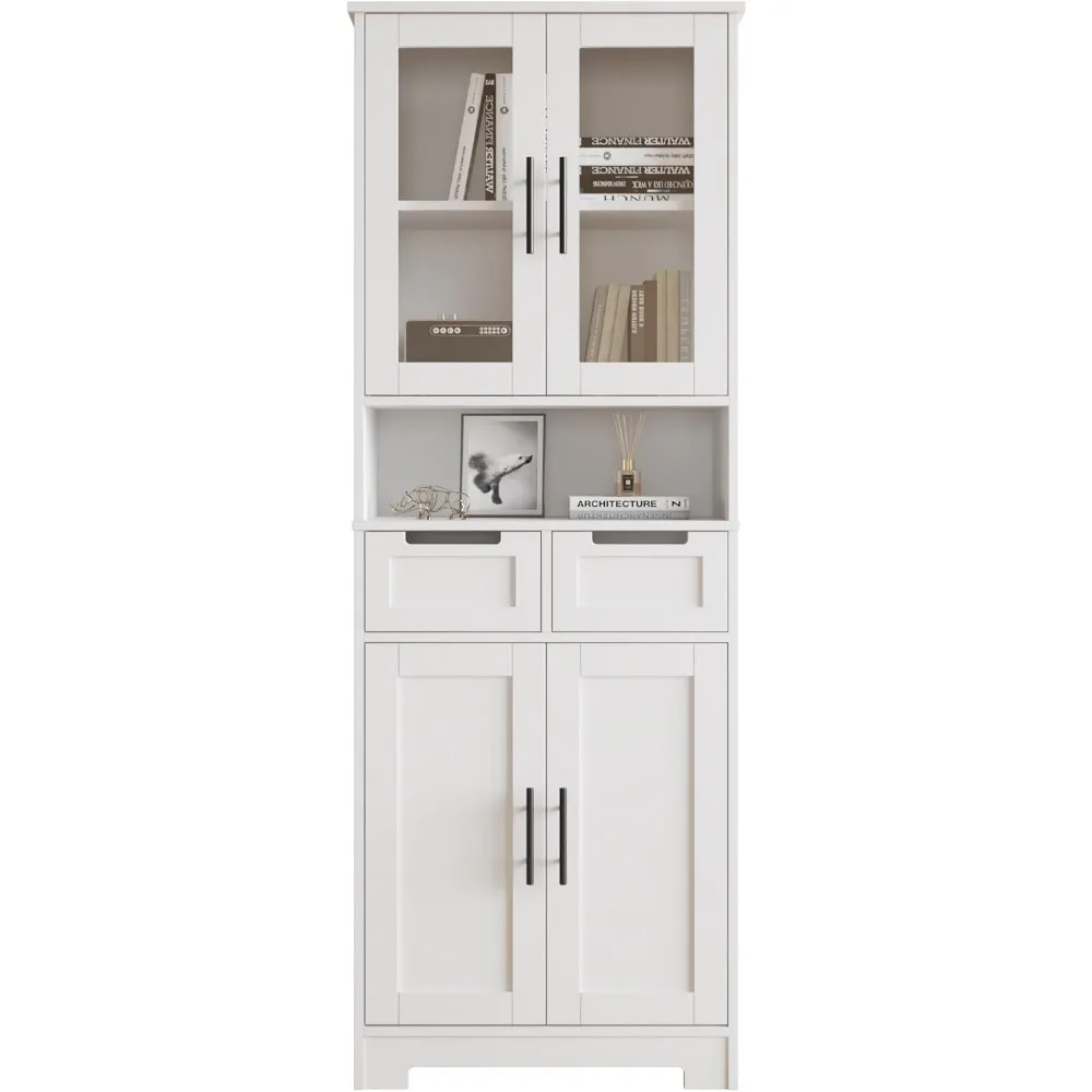 

Karl home Tall Bathroom Storage Cabinet, 67" Linen Cabinets for Laundry, Bathroom Cabinet with 2 Drawers, 2 Acrylic Doors