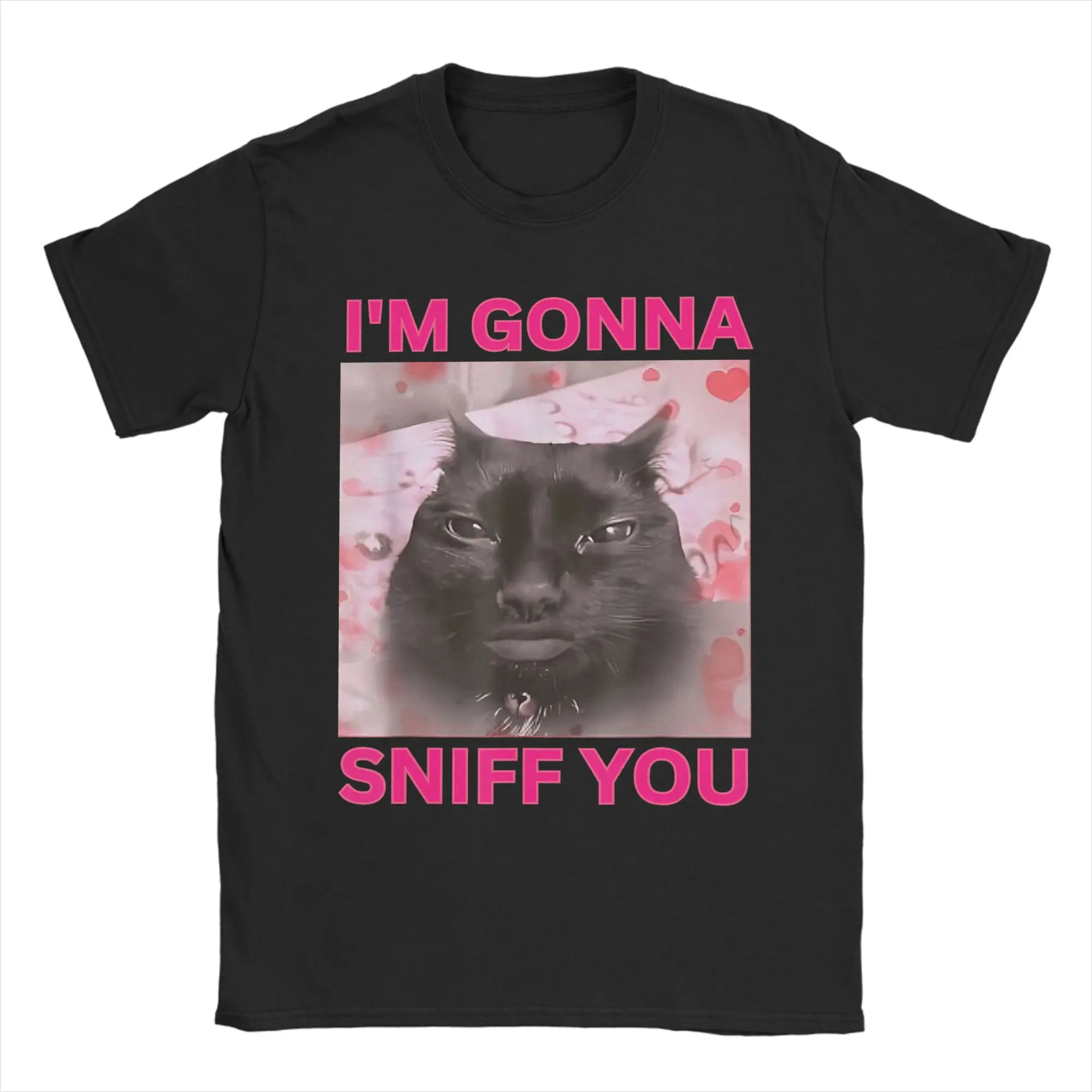 I'm Gonna Sniff You Cat Meme Brainrot memes Internet Memes T-Shirt Summer  Pure Cotton T Shirts For Man Tshirt Short Sleeve Tees
