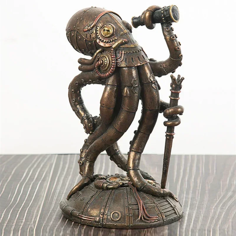 Steampunk Wind Mechanical Traveler Octopus Sculpture Decoration Simple Home Living Room Bedroom Porch Decoration Gift