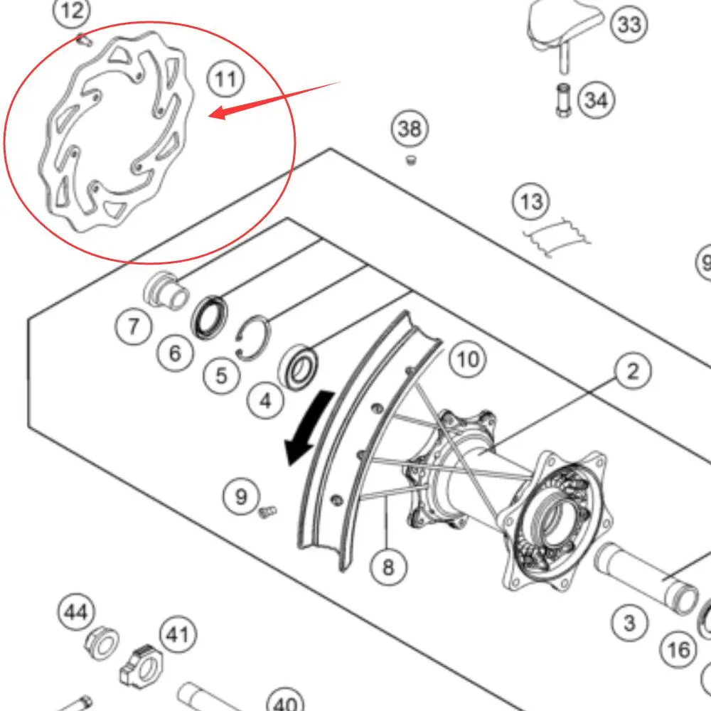 Rotor do disco de freio traseiro ATV para Honda, Honda TRX400EX, TRX400X, Sportrax 98-14, Kawasaki KFX400 02-06, Suzuki LTZ400, Quadsport 03-15