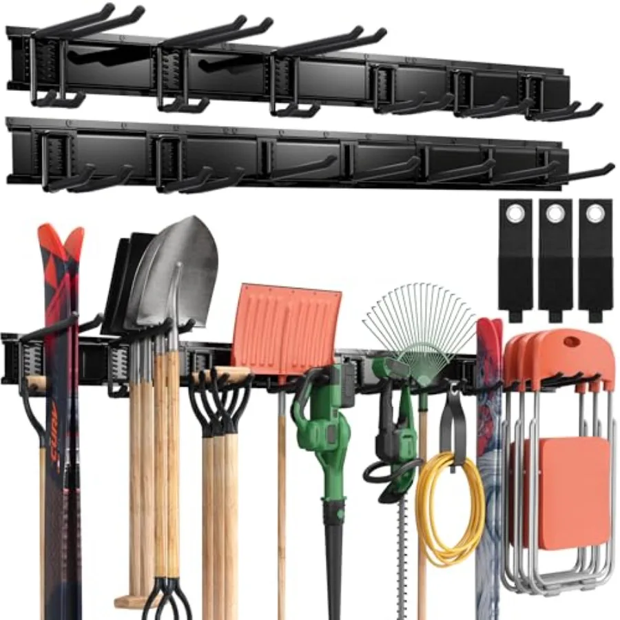 

99" Garage Tool Organizer Wall Mount - 1000lbs Garden Tool Organizer with Adjustable Hooks Heavy Duty Metal Garage Storage Rack