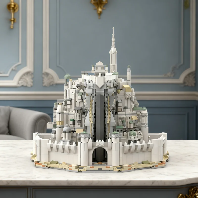 3257PCS MOC White Fantasy Ancient Stronghold Model Architecture Detailed Precision Assembly Brick Showcase Decorative Toy Gift
