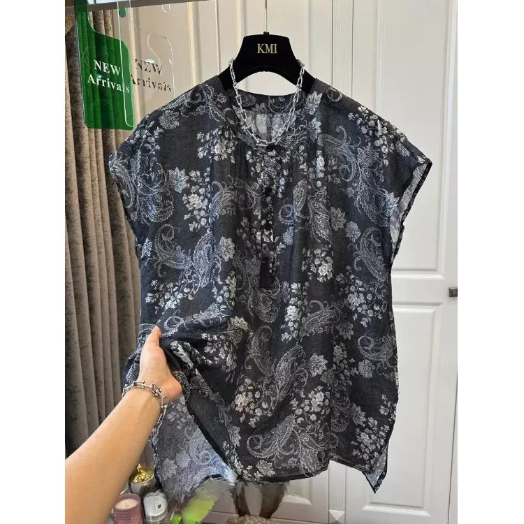 

Slimming plus Size Women's round Neck T-Shirt Lightweight Loose Fit Breathable Summer New Style under Shirt Transparent Casua...