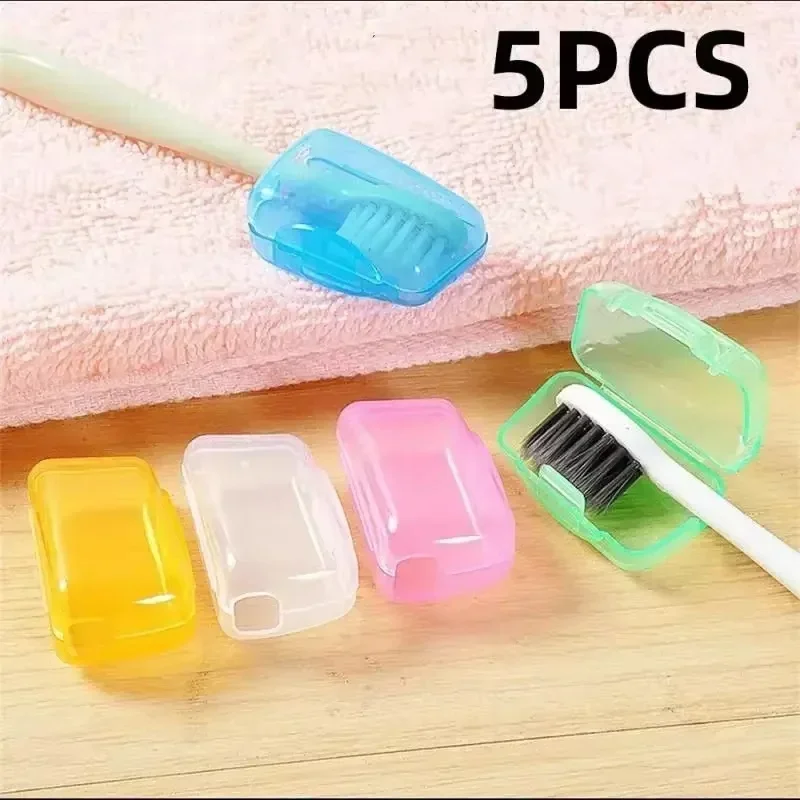 

5pcs Case Travel Portable Toothbrush Head Protective Cover Bathroom Accessories Bathroom Organizer Toothbrush Storage