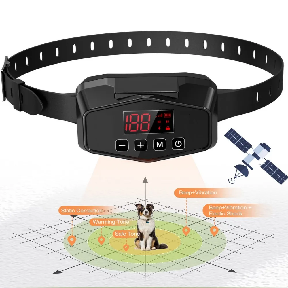 GPS Wireless Dog Fence System - Safe Electric Containment, Waterproof Rechargeable Collar for Large Dogs